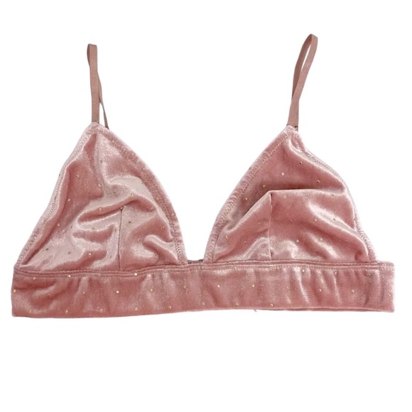 Intimately free people blush pink velvet gold dot bralette size Small - Picture 1 of 11